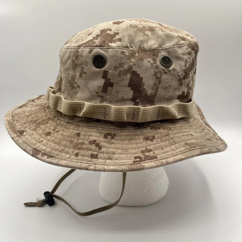 USMC Marine Corps MARPAT Desert Boonie Hat Small SEKRI Camo Wide Brim Chin Strap - Picture 3 of 9